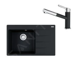 Franke Sets - Set G219, Fragranit Spülbecken CNG 611-78 TL/2 Und Küchenarmatur FC 3055.071, Onyx/Chrom 114.0650.826