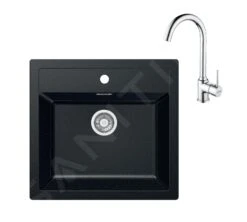 Franke Sets - Küchenset T102, Tectonite-Spüle SID 610 Und Armatur FP 9000.031, Schwarz / Chrom 143.0675.710