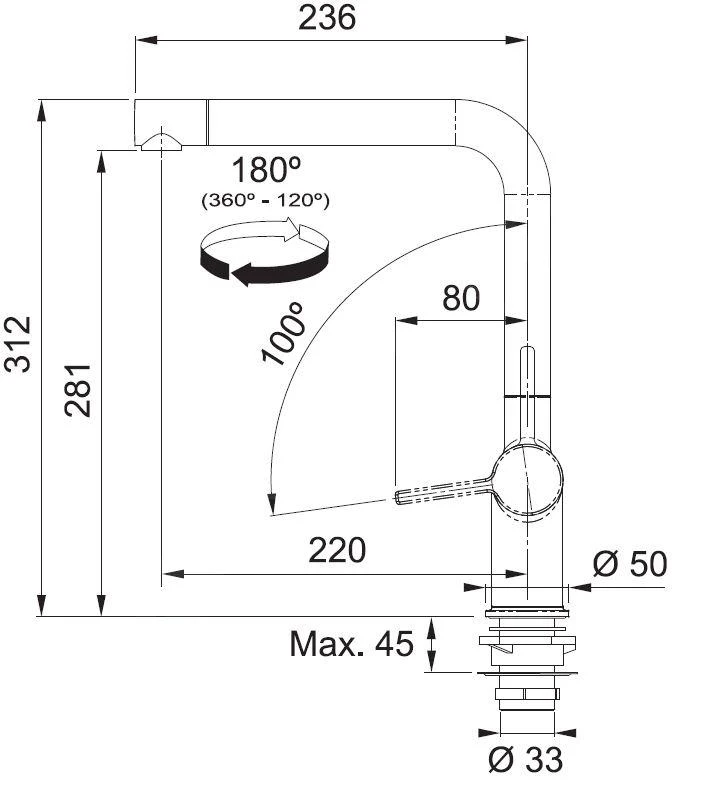 Franke Active - Einhebelmischer FN 5350.149, Mit Ablaufbedienung Twist, Edelstahl 115.0653.504 4 Franke Active - Einhebelmischer FN 5350.149, Mit Ablaufbedienung Twist, Edelstahl 115.0653.504 – Bild 2