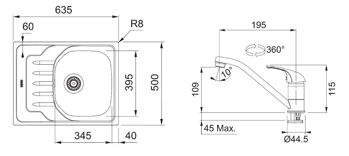 Franke Sets - SET N72, Edestahlspüle OLN 611-63 Mit Armatur FB 250.031, Edelstahl/Chrom 101.0618.833 4 Franke Sets - SET N72, Edestahlspüle OLN 611-63 Mit Armatur FB 250.031, Edelstahl/Chrom 101.0618.833 – Bild 2