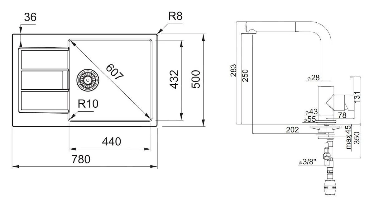 Franke Sets - SET T88, Tectonite-Spüle S2D 611-78 XL Mit Armatur FN 0147.031, Grau/Chrom 143.0618.744 4 Franke Sets - SET T88, Tectonite-Spüle S2D 611-78 XL Mit Armatur FN 0147.031, Grau/Chrom 143.0618.744 – Bild 2