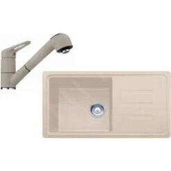 Franke Sets - Küchenset G119, Fragranit Spülbecken BSG 611-78/39, Sahara + Küchenarmatur FC 9547.082, Chrom / Sahara 114.0441.183