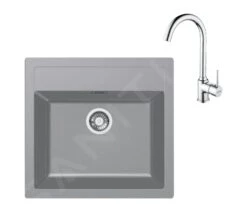 Franke Sets - Küchenset T102, Tectonite-Spüle SID 610 Und Armatur FP 9000.031, Grau / Chrom 143.0675.721