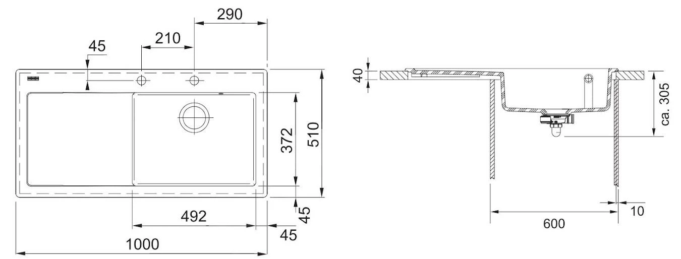 Franke Mythos - Keramikpüle MTK 611-100/7, 1000x510 Mm, Anthrazit Matt 124.0380.247 4 Franke Mythos - Keramikpüle MTK 611-100/7, 1000x510 Mm, Anthrazit Matt 124.0380.247 – Bild 2