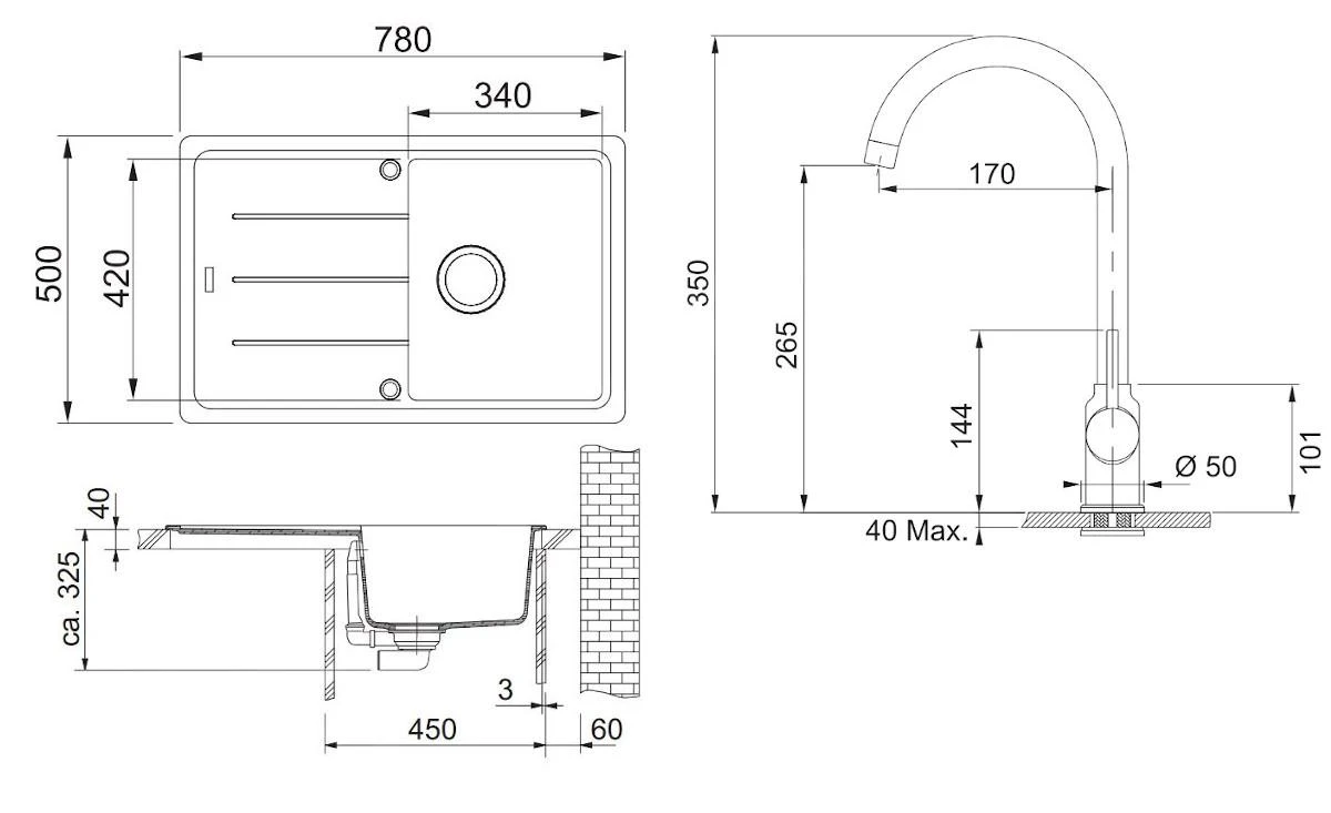 Franke Sets - SET G173, Fragranitspüle BFG 611-78 Mit Armatur FP 9000.082, Sahara/Sahahra 114.0619.588 4 Franke Sets - SET G173, Fragranitspüle BFG 611-78 Mit Armatur FP 9000.082, Sahara/Sahahra 114.0619.588 – Bild 2