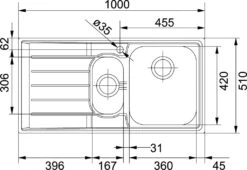 Franke Neptun - Spülbecken Edelstahl NEX 651/2, 1000x510 Mm 101.0120.275 -Küchenarmaturen Verkauf 44a7b9b0df38cc44d30ec4b5 1
