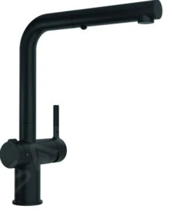 Franke Active - Einhebelmischer FN 5351.901, Mit Ablaufbedienung Twist Und Ausziehbarer Brause, Schwarz Matt 115.0669.769