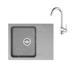 Franke Sets - Set T94, Tectonite-Spüle OID 611-62 Und Armatur FP 9000.031, Grau / Chrom 143.0675.616