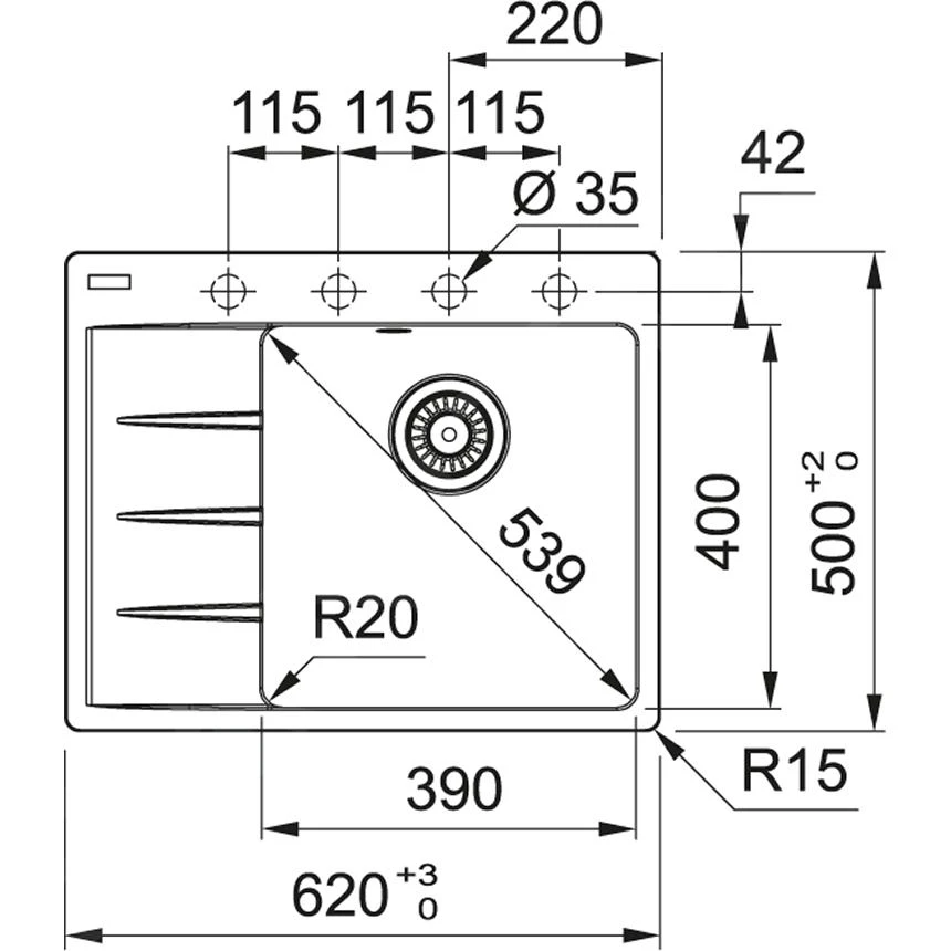 Franke Centro - Fragranit-Spüllbecken CNG 611-78 TL/7, 620x500 Mm, Felsgrau 114.0637.491 4 Franke Centro - Fragranit-Spüllbecken CNG 611-78 TL/7, 620x500 Mm, Felsgrau 114.0637.491 – Bild 2