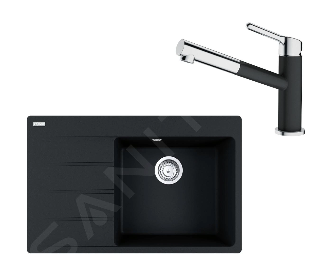 Franke Sets - Set G227, Fragranit Spülbecken CNG 611-78 TL/7 Und Küchenarmatur FC 3055.071, Onyx/Chrom 114.0650.830 3 Franke Sets - Set G227, Fragranit Spülbecken CNG 611-78 TL/7 Und Küchenarmatur FC 3055.071, Onyx/Chrom 114.0650.830