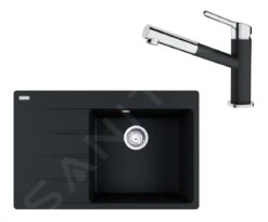 Franke Sets - Set G227, Fragranit-Spüle CNG 611-78 TL/7 Und Armatur FC 3055.071, Schwarz Matt/chrom 114.0675.670