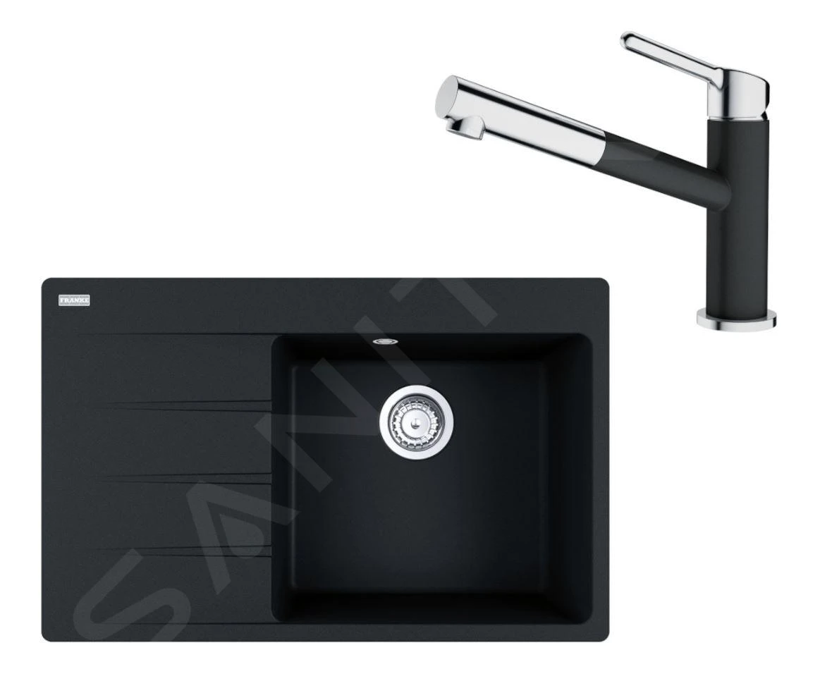 Franke Sets - Set G227, Fragranit-Spüle CNG 611-78 TL/7 Und Armatur FC 3055.071, Schwarz Matt/chrom 114.0675.670 3 Franke Sets - Set G227, Fragranit-Spüle CNG 611-78 TL/7 Und Armatur FC 3055.071, Schwarz Matt/chrom 114.0675.670