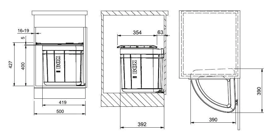 Franke Abfalltrennsysteme - Abfalleimer Solo 50, Eingebaut, Schwarz 121.0307.568 4 Franke Abfalltrennsysteme - Abfalleimer Solo 50, Eingebaut, Schwarz 121.0307.568 – Bild 2