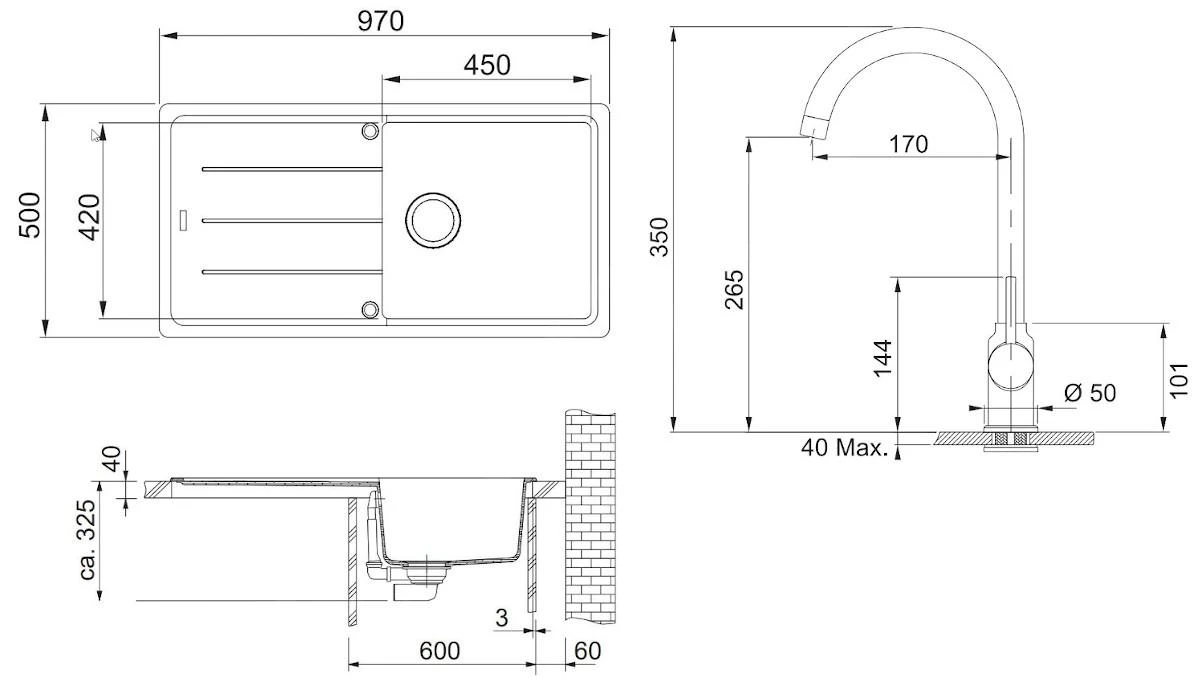 Franke Sets - SET G174, Fragranitspüle BFG 611 Mit Armatur FP 9000.071, Onyx/Onyx 114.0619.594 4 Franke Sets - SET G174, Fragranitspüle BFG 611 Mit Armatur FP 9000.071, Onyx/Onyx 114.0619.594 – Bild 2