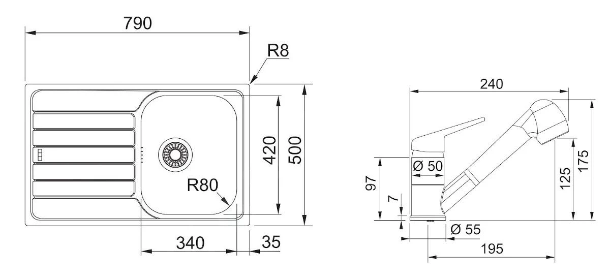 Franke Sets - SET N79, Edestahlspüle SKN 611-79 Mit Armatur FC 9547.031, Edelstahl/Chrom 101.0618.832 4 Franke Sets - SET N79, Edestahlspüle SKN 611-79 Mit Armatur FC 9547.031, Edelstahl/Chrom 101.0618.832 – Bild 2