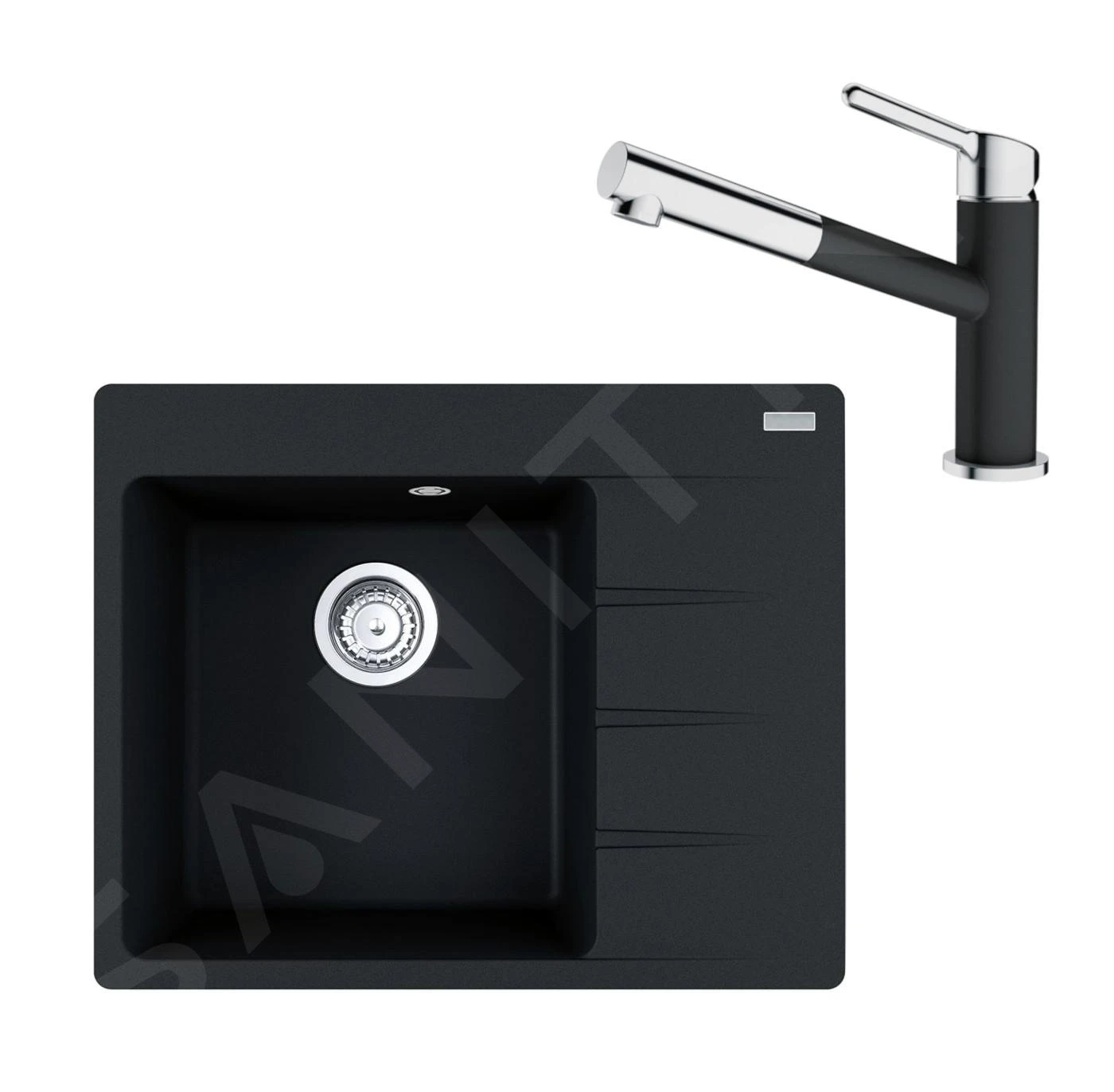 Franke Sets - Set G215, Fragranit Spülbecken CNG 611-62 TL/2 Und Küchenarmatur FC 3055.071, Onyx/Chrom 114.0650.772 3 Franke Sets - Set G215, Fragranit Spülbecken CNG 611-62 TL/2 Und Küchenarmatur FC 3055.071, Onyx/Chrom 114.0650.772