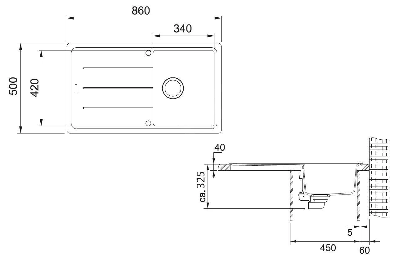 Franke Basis - Fragranit Küchenspüle BFG 611-86, 860x500 Mm, Schwarz Matt 114.0661.512 4 Franke Basis - Fragranit Küchenspüle BFG 611-86, 860x500 Mm, Schwarz Matt 114.0661.512 – Bild 2