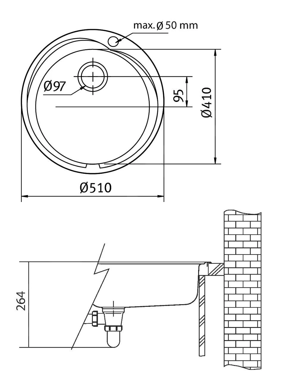 Franke Rondo - Edelstahlspüle RON 610-41, Durchmesser 510 Mm 101.0684.383 4 Franke Rondo - Edelstahlspüle RON 610-41, Durchmesser 510 Mm 101.0684.383 – Bild 2