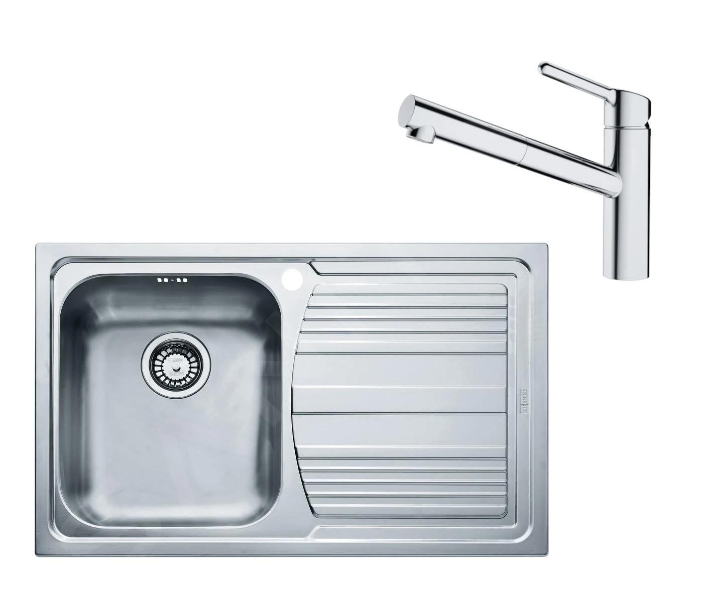 Franke Sets - Set N83, Spülbecken Edelstahl LLX 611/2 Und Küchenarmatur FC 3055.031, Edelstahl/Chrom 101.0650.597 3 Franke Sets - Set N83, Spülbecken Edelstahl LLX 611/2 Und Küchenarmatur FC 3055.031, Edelstahl/Chrom 101.0650.597