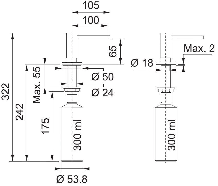 Franke Active - Spülmittelspender, 300 Ml, Schwarz Matt 119.0547.906 4 Franke Active - Spülmittelspender, 300 Ml, Schwarz Matt 119.0547.906 – Bild 2