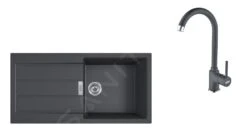 Franke Sets - SET T78, Tectonite-Spüle S2D 611-100 Mit Armatur FP 9000.099, Schwarz/Graphit 143.0616.934