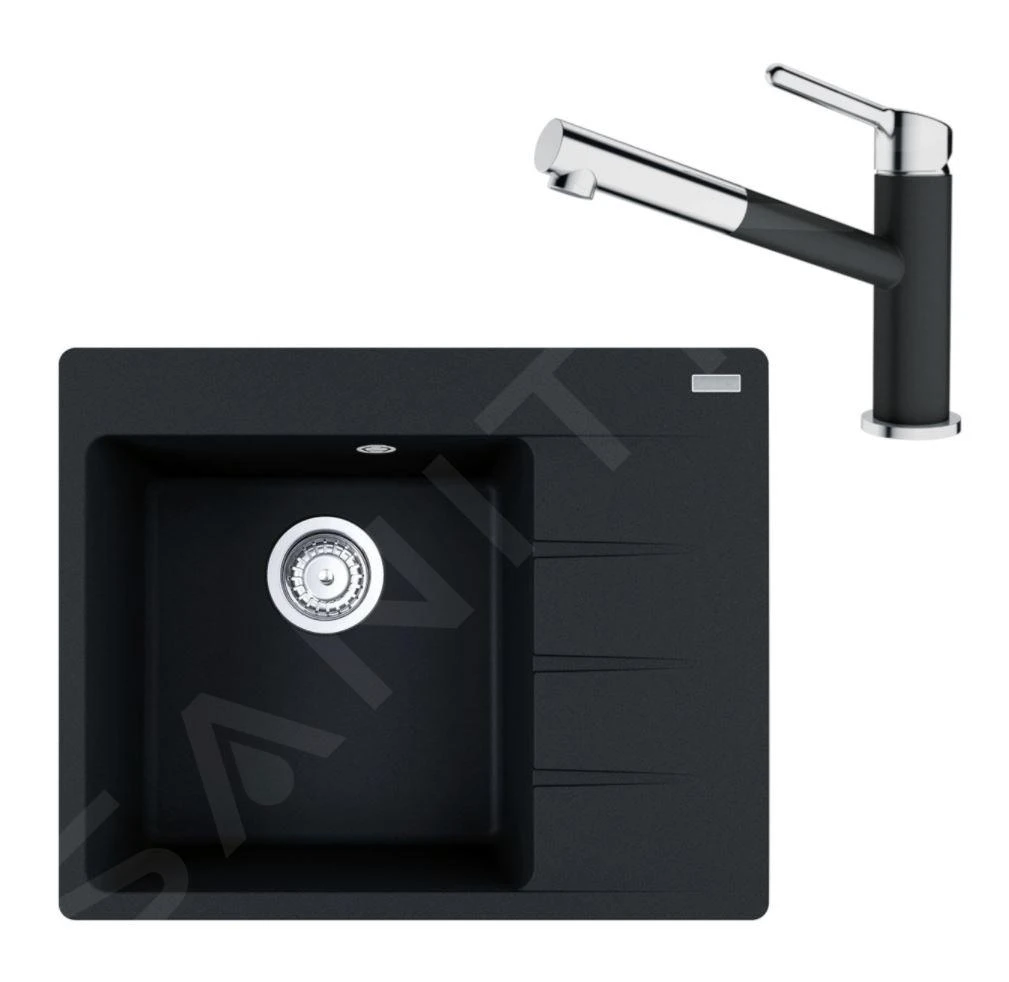 Franke Sets - Set G215, Fragranit-Spüle CNG 611-62 TL/2 Und Armatur FC 3055.901, Schwarz Matt/chrom 114.0675.669 3 Franke Sets - Set G215, Fragranit-Spüle CNG 611-62 TL/2 Und Armatur FC 3055.901, Schwarz Matt/chrom 114.0675.669