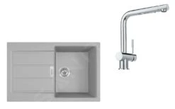 Franke Sets - SET T81, Tectonite-Spüle S2D 611-78 Mit Armatur SAMOA, Grau/Chrom 143.0618.712