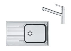 Franke Sets - Set N85, Spülbecken Edelstahl SRX 611-86 LB Und Küchenarmatur FC 3055.031, Edelstahl/Chrom 101.0650.600