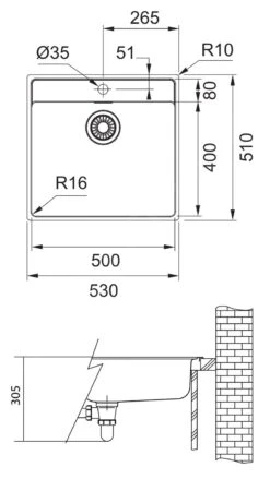 Franke Maris - Spülbecken Edelstahl MRX 210/610-50TL, 530x510x180 Mm 127.0539.574 -Küchenarmaturen Verkauf b7763e284d641435056dda46
