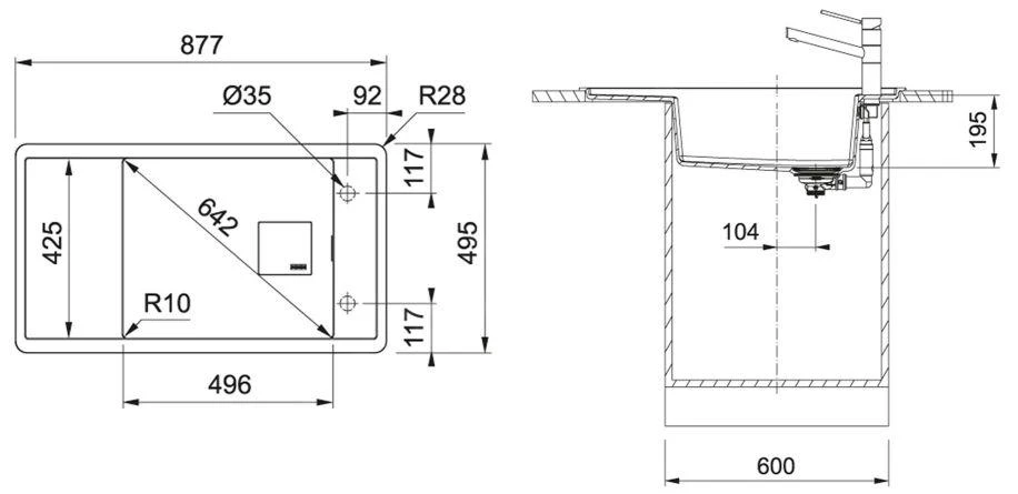 Franke Fresno - Fragnitspüle FSG 611-88, 877x495 Mm, Steingrau 114.0651.013 4 Franke Fresno - Fragnitspüle FSG 611-88, 877x495 Mm, Steingrau 114.0651.013 – Bild 2