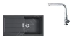 Franke Sets - SET T77, Tectonite-Spüle S2D 611-100 Mit Armatur FN 0147.031, Schwarz/Chrom 143.0616.932