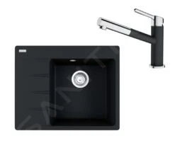 Franke Sets - Set G223, Fragranit Spülbecken CNG 611-62 TL/7 Und Küchenarmatur FC 3055.071, Onyx/Chrom 114.0650.776