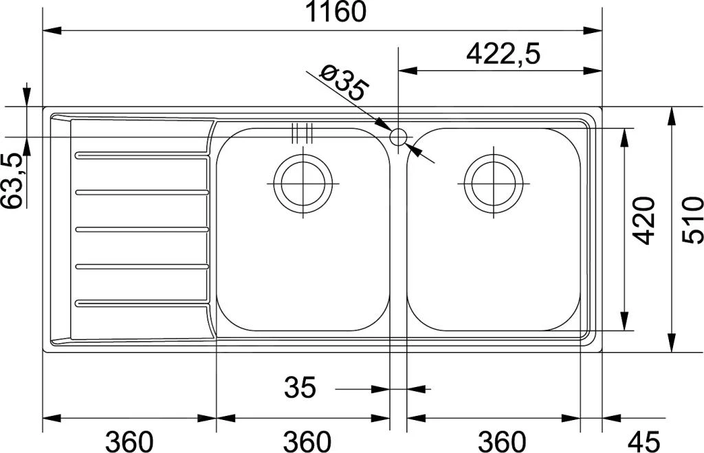 Franke Neptun - Spülbecken Edelstahl NEX 621/2, 1160x510 Mm 101.0199.895 4 Franke Neptun - Spülbecken Edelstahl NEX 621/2, 1160x510 Mm 101.0199.895 – Bild 2