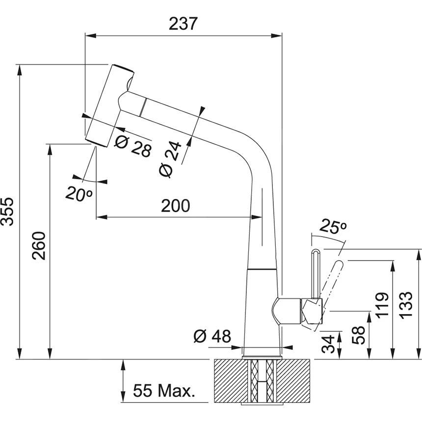 Franke Icon - Spültischarmatur FG 5188.901 Mit Ausziehbarem Endstück, Schwarz Matt 115.0625.190 4 Franke Icon - Spültischarmatur FG 5188.901 Mit Ausziehbarem Endstück, Schwarz Matt 115.0625.190 – Bild 2