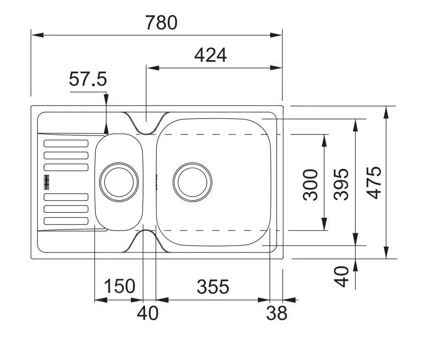 Franke Euroform - Spülbecken Edelstahl EFL 614-78, 780x475 Mm, + Siphon 101.0250.587 4 Franke Euroform - Spülbecken Edelstahl EFL 614-78, 780x475 Mm, + Siphon 101.0250.587 – Bild 2