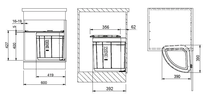 Franke Abfalltrennsysteme - Abfalleimer Solo 60, Eingebaut, Schwarz 121.0307.572 4 Franke Abfalltrennsysteme - Abfalleimer Solo 60, Eingebaut, Schwarz 121.0307.572 – Bild 2