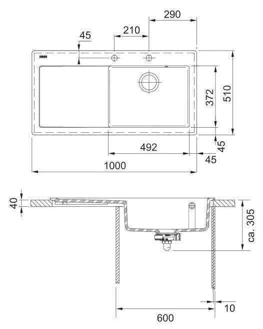 Franke Mythos - Keramikspüle MTK 611-100/2, 1000x510 Mm, Magnolie 124.0335.864 4 Franke Mythos - Keramikspüle MTK 611-100/2, 1000x510 Mm, Magnolie 124.0335.864 – Bild 2